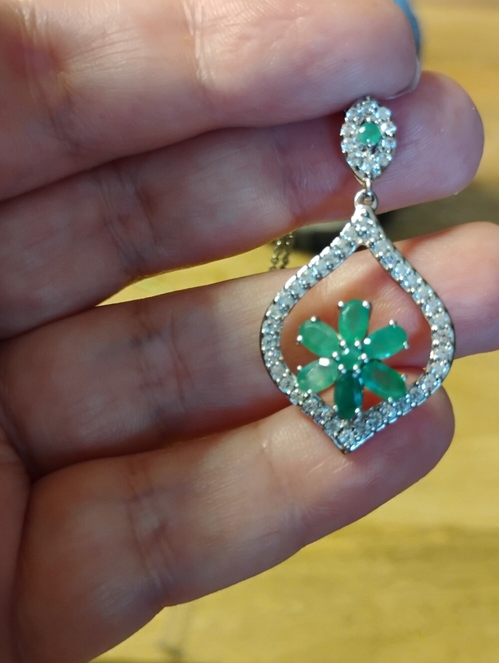 Emerald Necklace & Ring Set - 925 Sterling Silver NWT - Picture 4 of 7